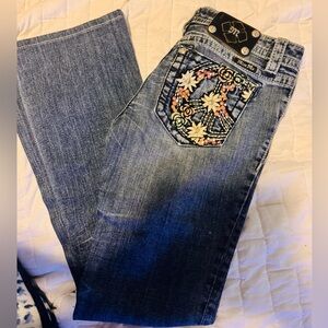 Miss Me Signature Boot Cut 5 Pocket Embellished Blue Jeans Sz 28/Like New